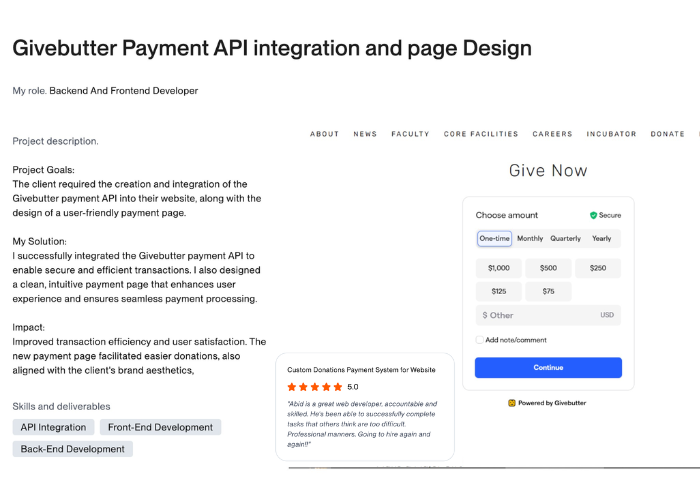 Custom donation payment system