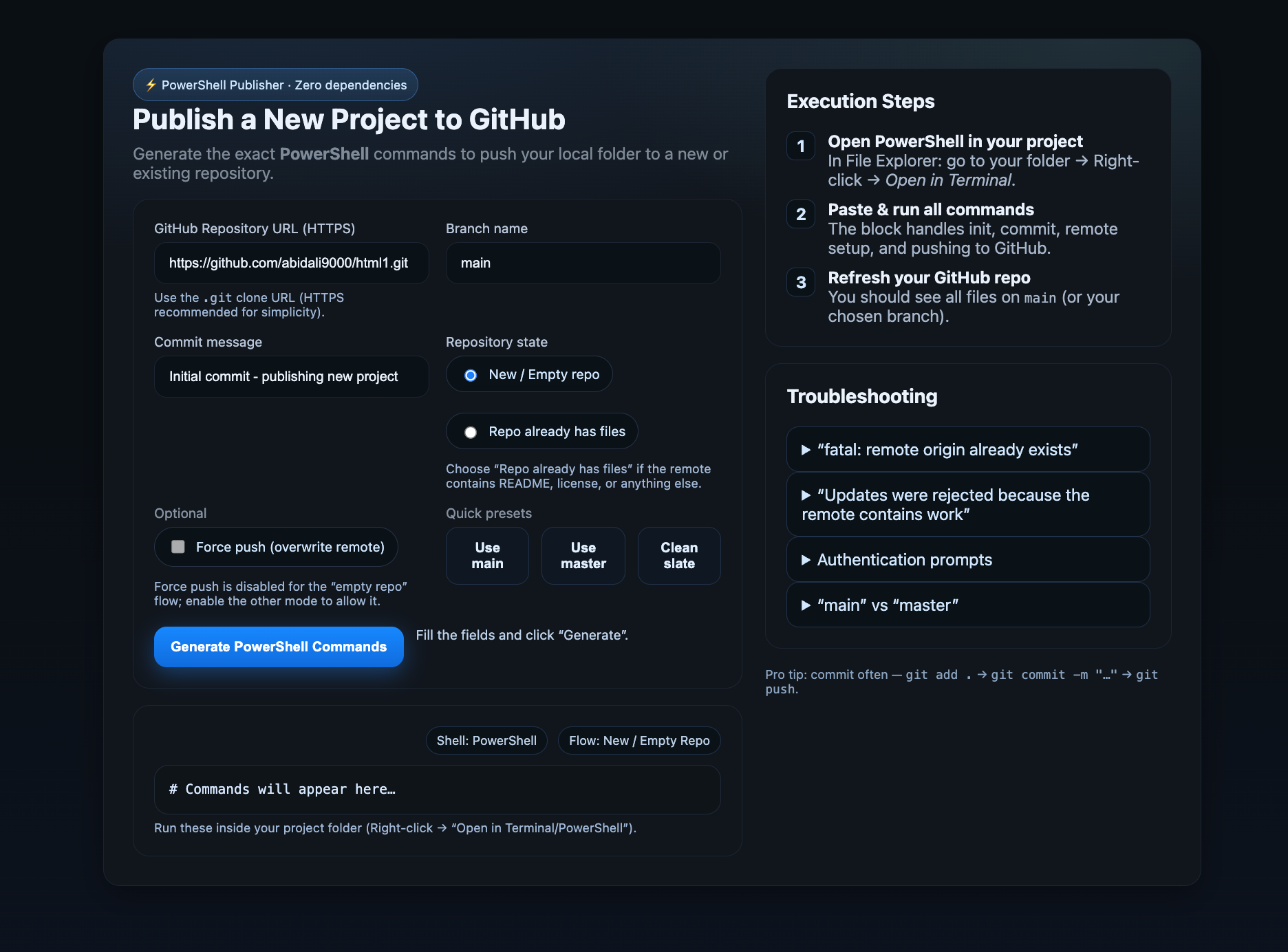GitHub repo generator