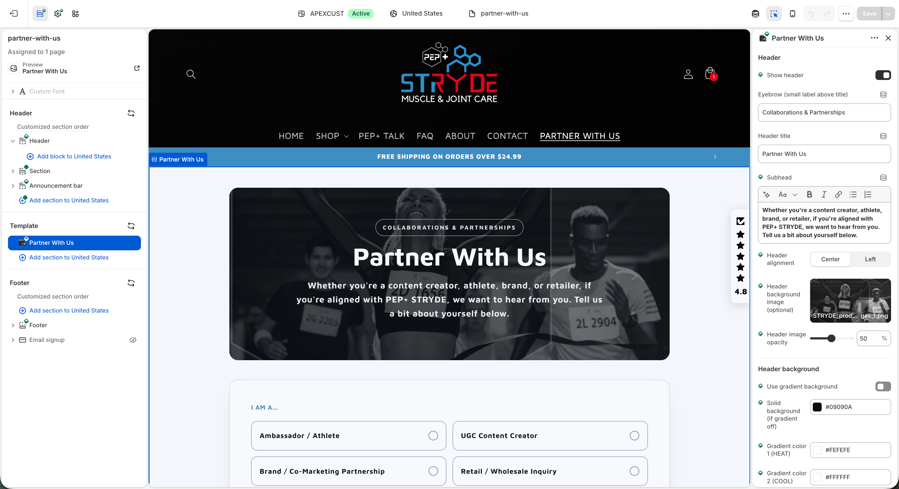 PEP+ STRYDE Shopify Store — screenshot 1
