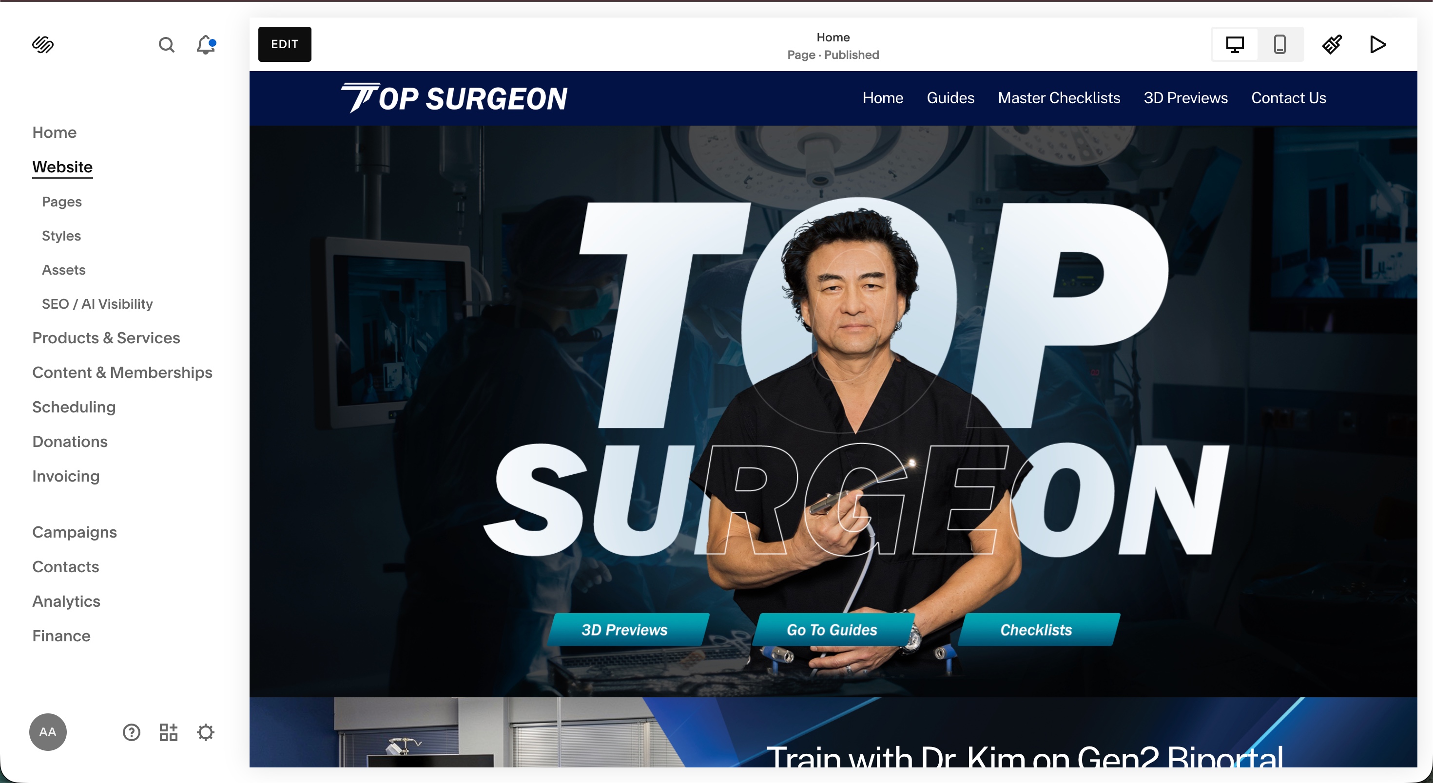 Top Surgeon Squarespace Website — screenshot 1