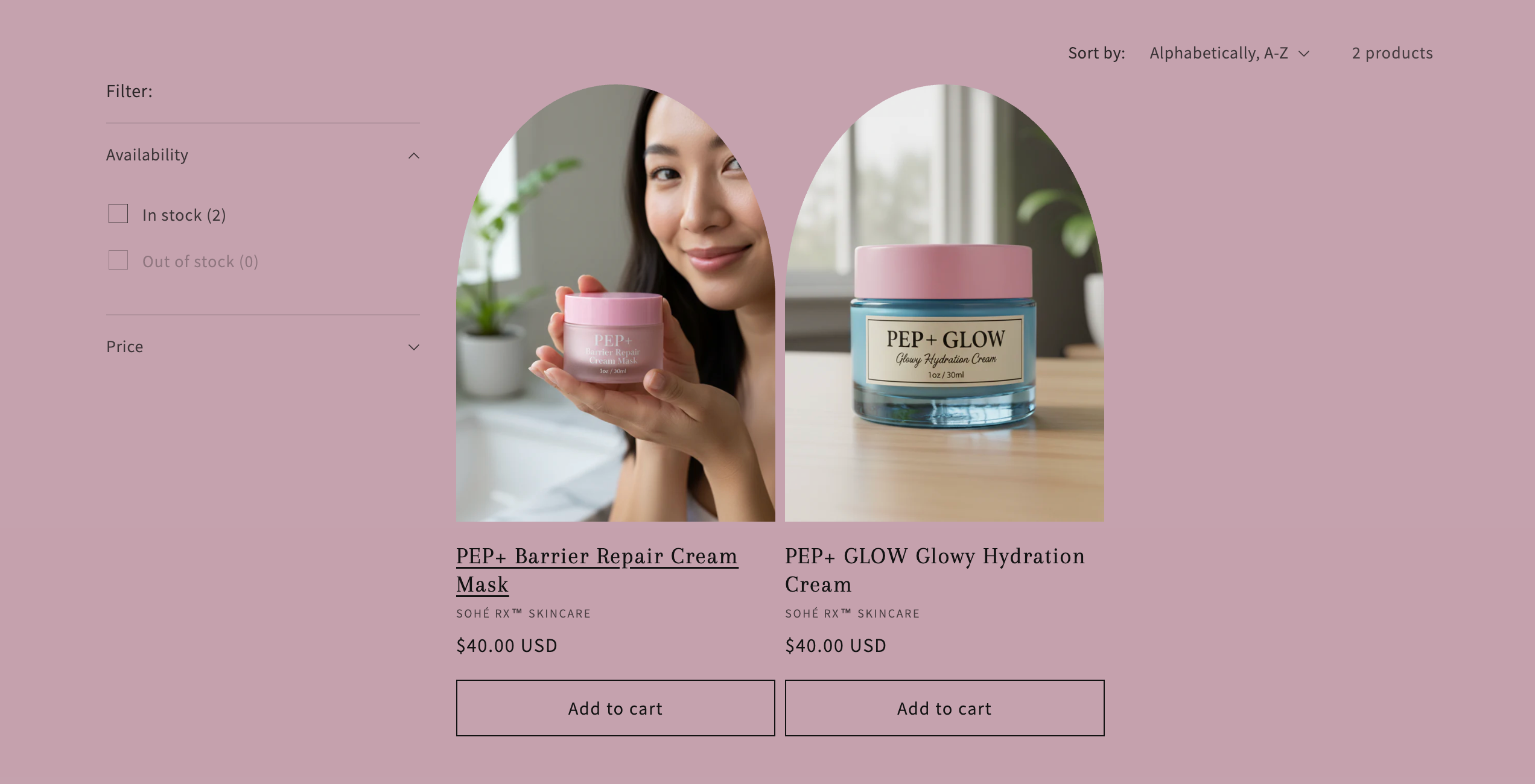 *Ongoing* Sohé Rx Skincare Shopify Store — screenshot 2