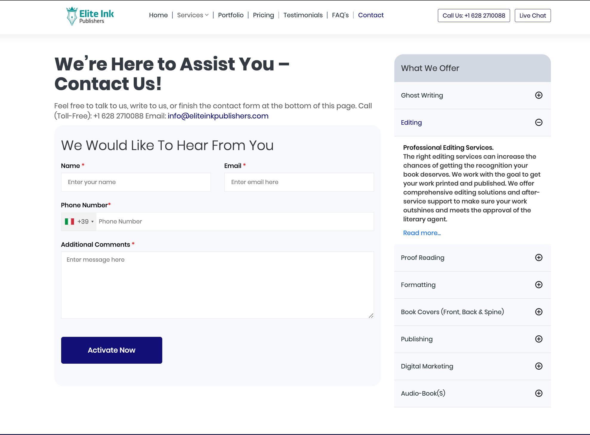 Elite Ink Publishers PHP Website — screenshot 4